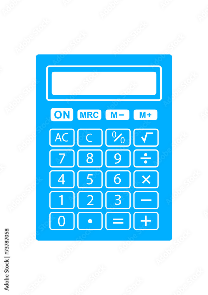 Blue calculator icon on white background Blue calculator icon on white background
