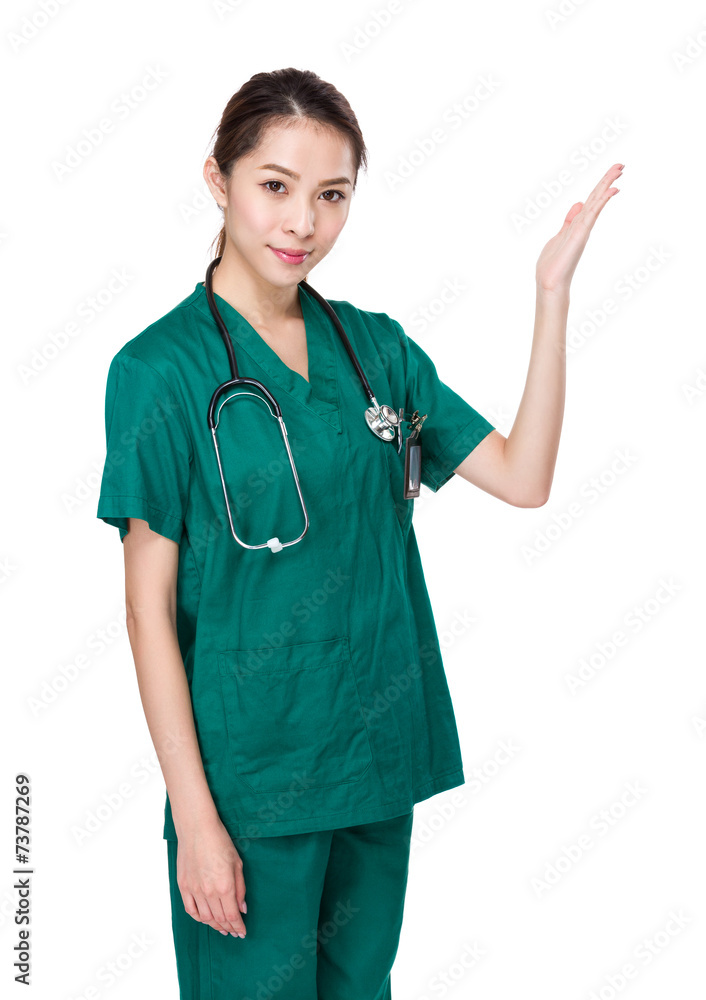 Doctor with open hand palm