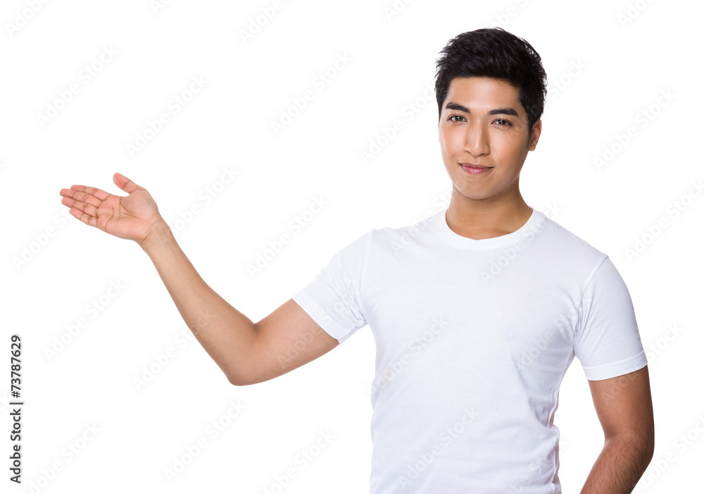 Young man show something Young man show something