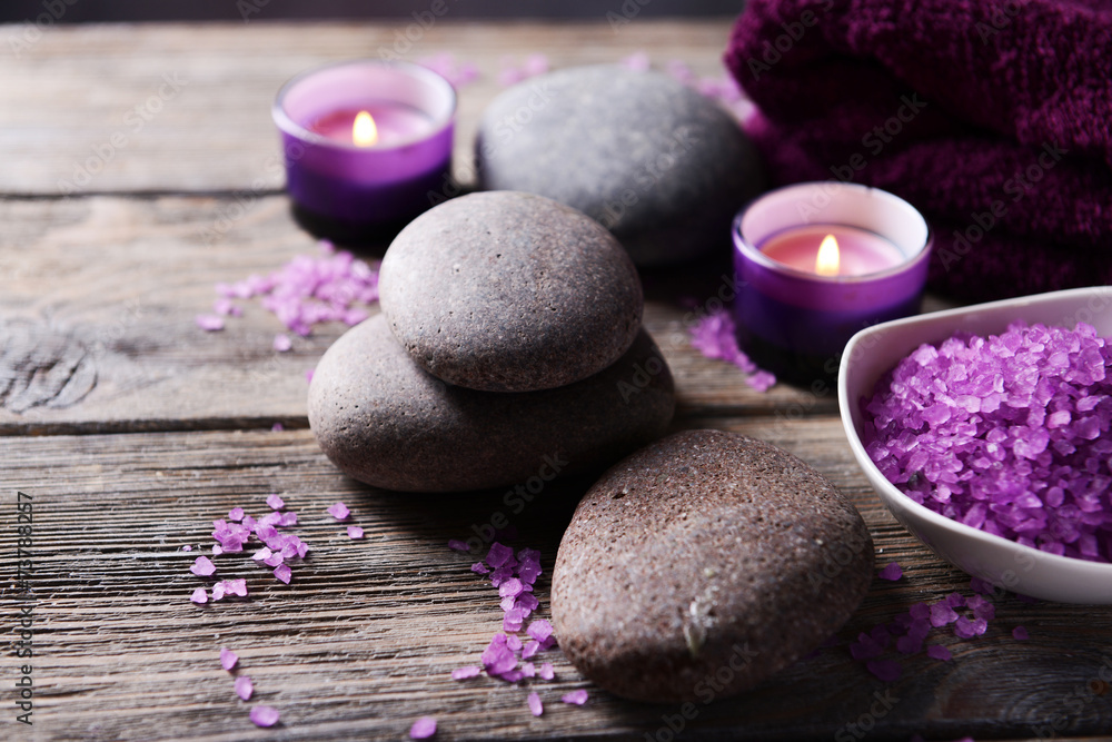Composition of spa treatment on wooden background Composition of spa treatment on wooden background
