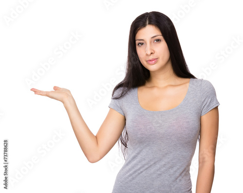 Woman hand show tih blank sign