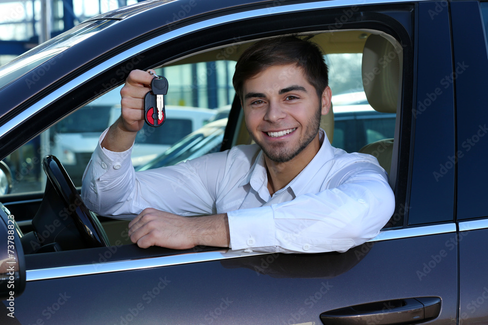 Young man in car Young man in car