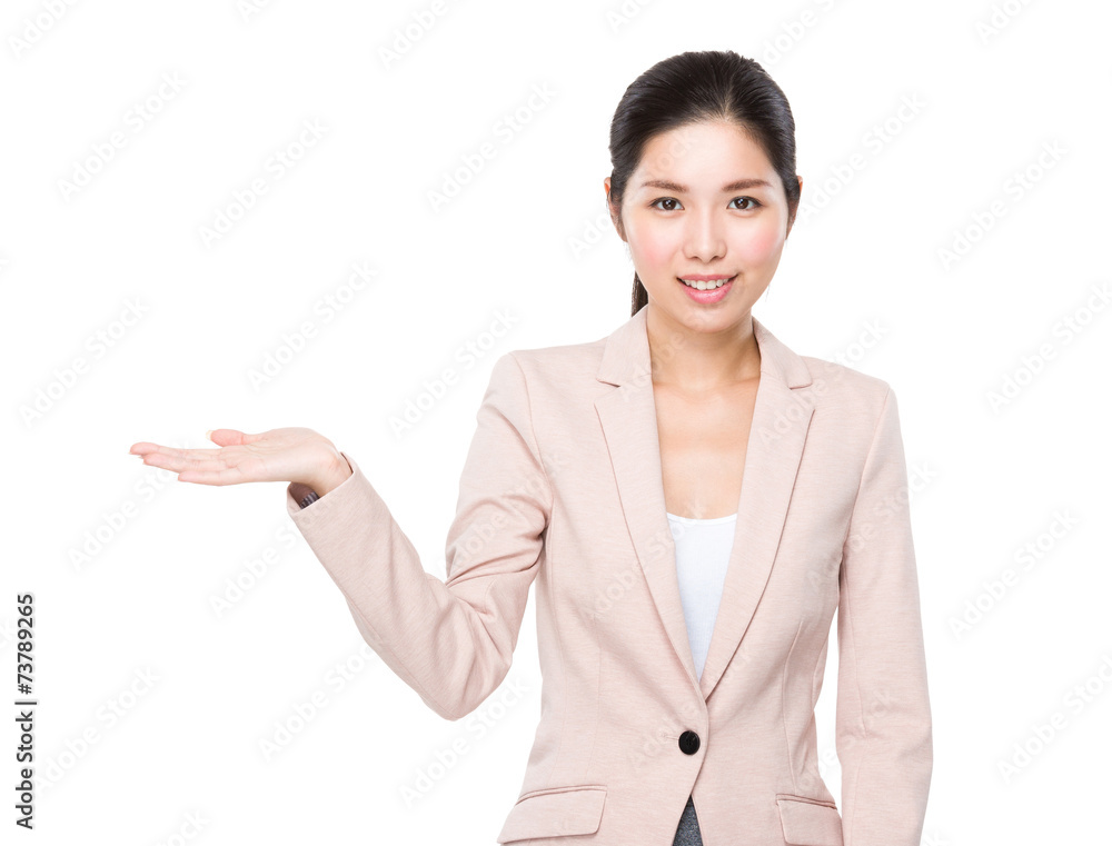 Businesswoman hand show with blank sign Businesswoman hand show with blank sign