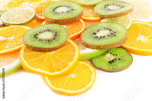 Sliced citrus isolated on white close up