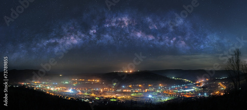 Mountain town at night