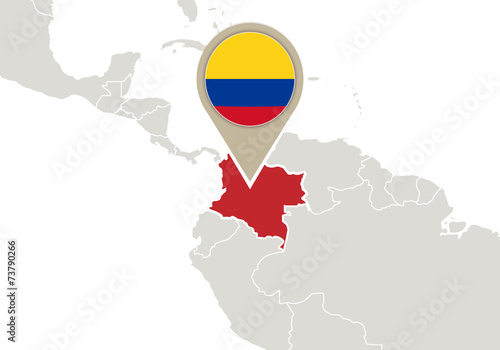 Colombia on World map