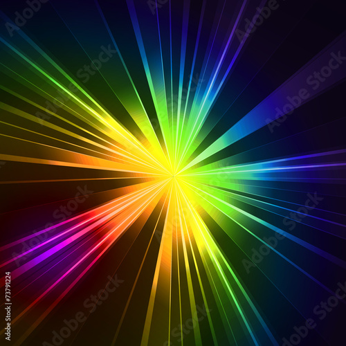 Abstract flash star light. Colorful exploding