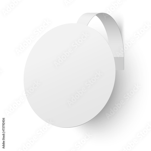 Close up view of white advertising wobbler