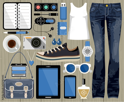 Fashion set in a style flat design.