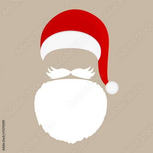 Santa Claus cap, beard and mustache