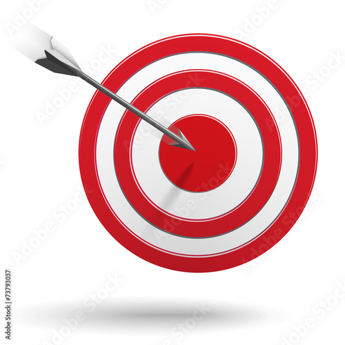 Arrows hitting the center of the target isolated