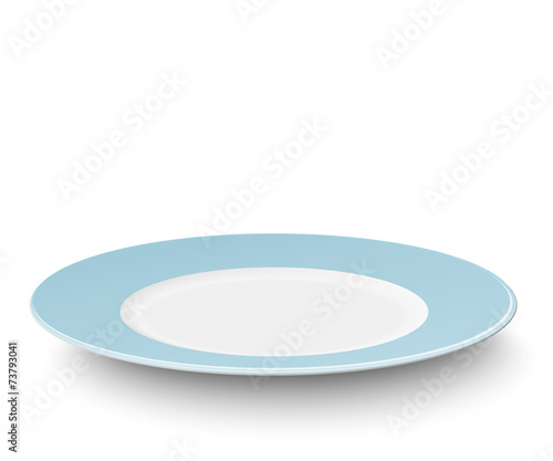 Fotografiet Empty light blue plate isolated