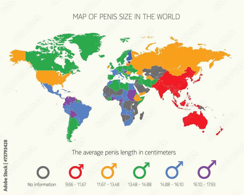 Map of penis size in the world Stock Vector | Adobe Stock