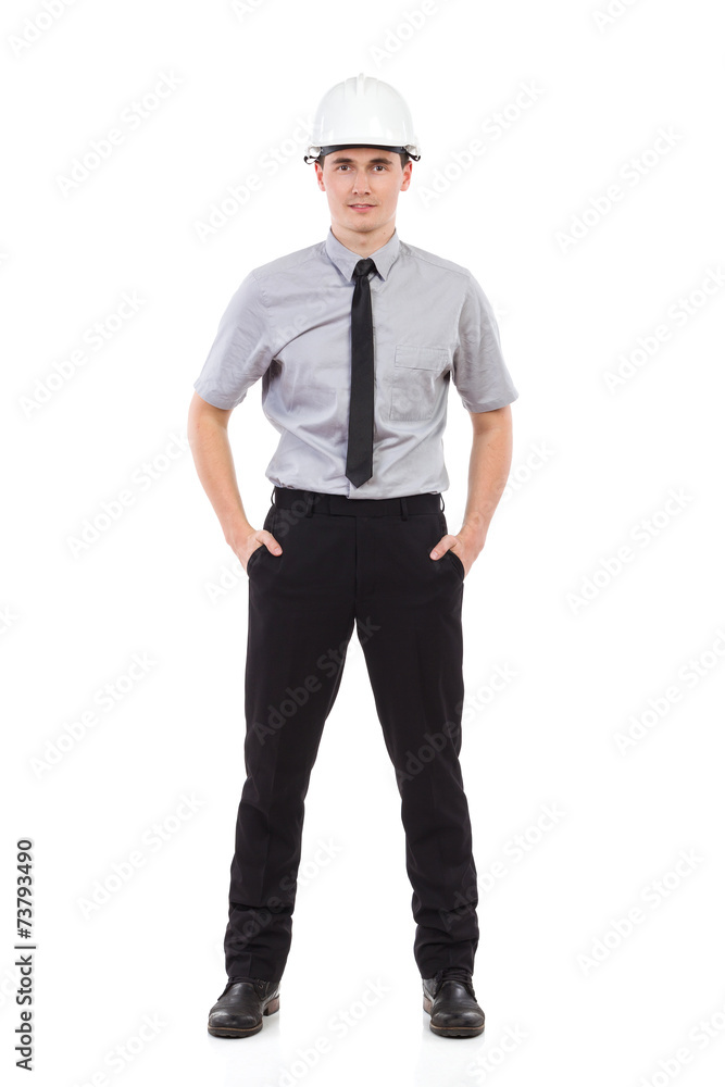 Engineer posing with hands in pockets Engineer posing with hands in pockets