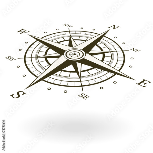Classic wind rose isolated on white background