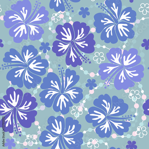 Blue seamless floral background