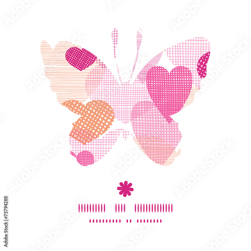 Vector textured fabric hearts heart silhouette pattern frame