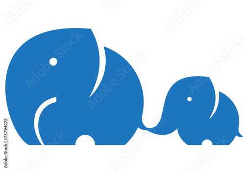 Elephant mom and child. Symbol or logo