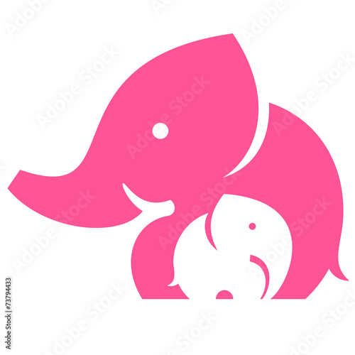 Elephant mom and child. Symbol or logo