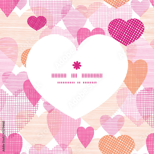 Vector textured fabric hearts heart silhouette pattern frame