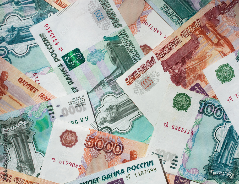 Obraz premium Money Russian banknotes dignity five thousand and thousand ruble