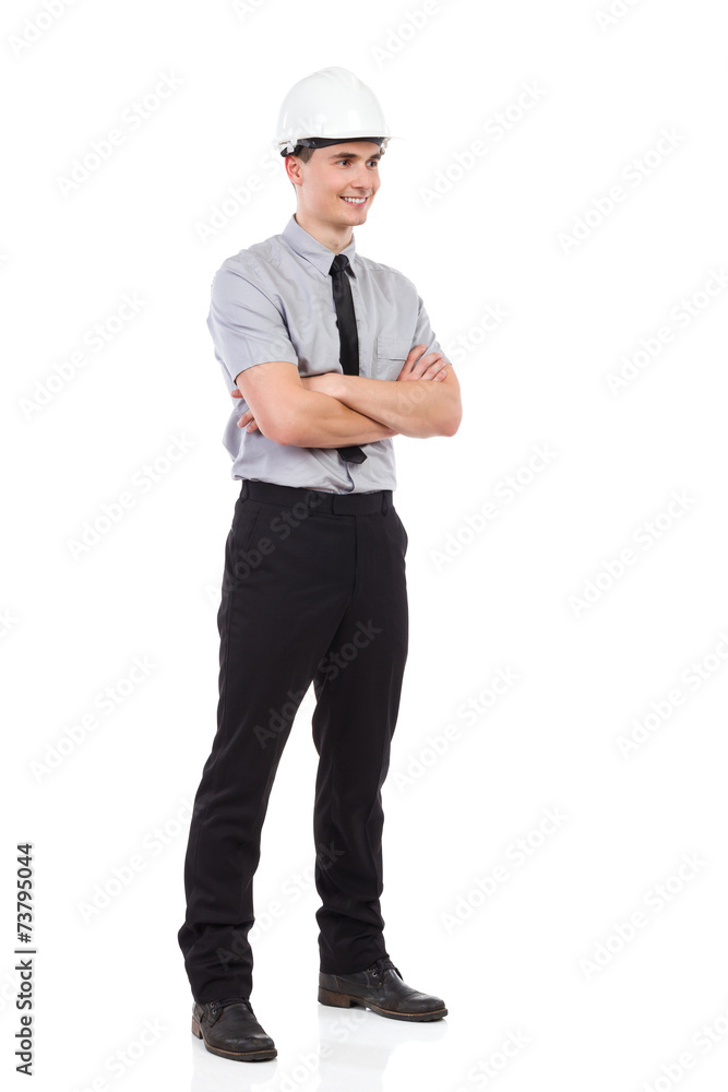 Smiling engineer. Full length Smiling engineer. Full length