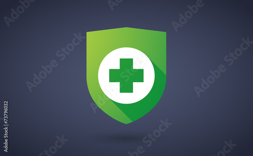 Long shadow shield icon with a pharmacy sign