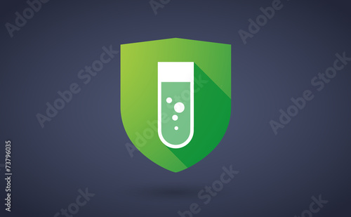 Long shadow shield icon with a chemical test tube