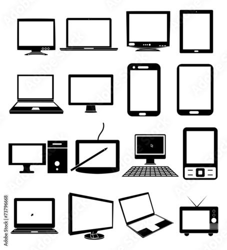 Computer devices screen display icons set