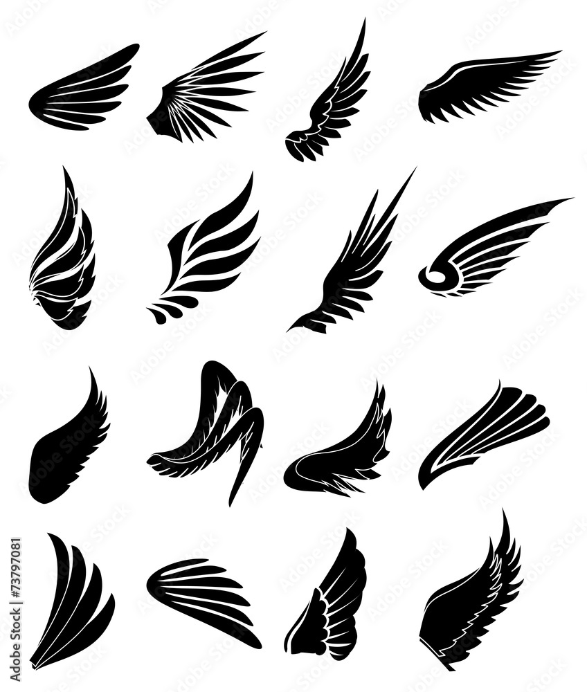 Wings icons set Wings icons set