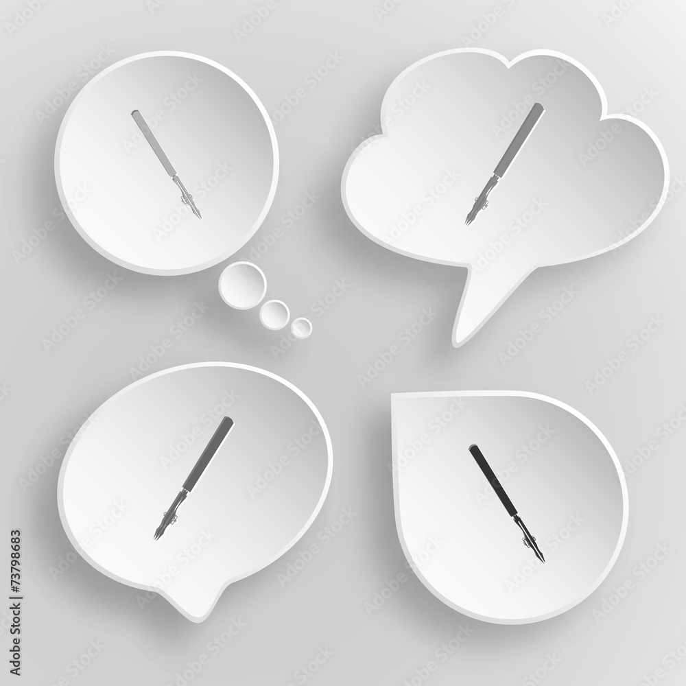 Ruling pen. White flat vector buttons on gray background. Ruling pen. White flat vector buttons on gray background.