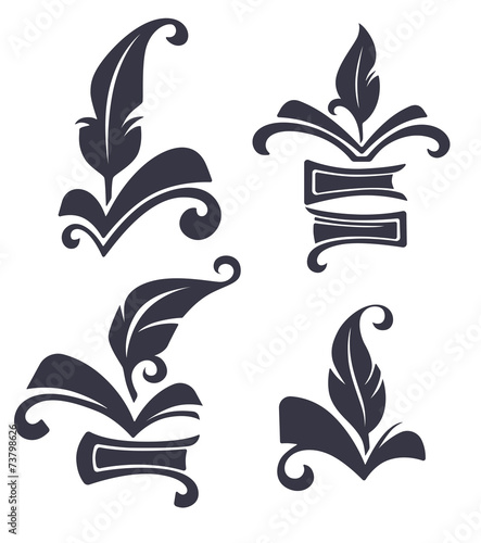 old books, reading and writing symbols