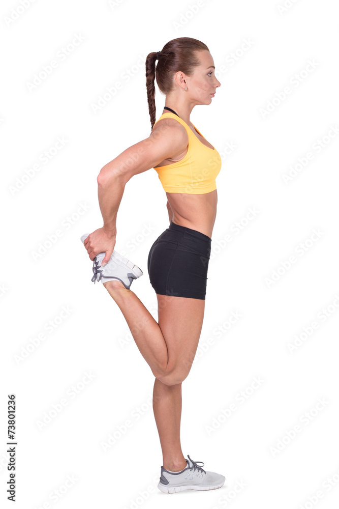 Beautiful sporty woman with perfect athlete body doing exercise Beautiful sporty woman with perfect athlete body doing exercise