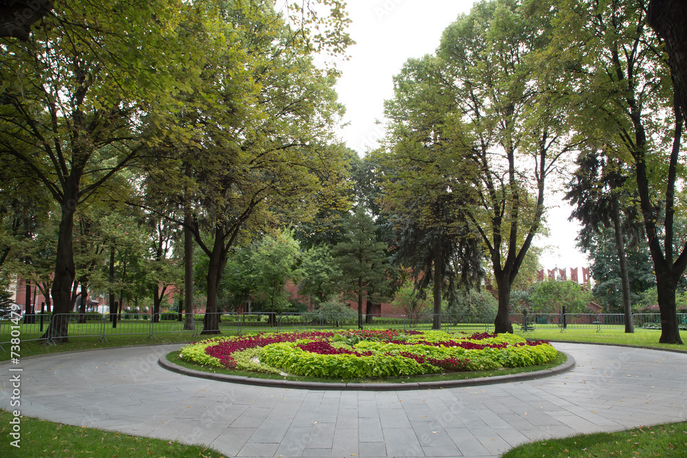 Flowerbed with circle walkway in a Formal Garden Flowerbed with circle walkway in a Formal Garden
