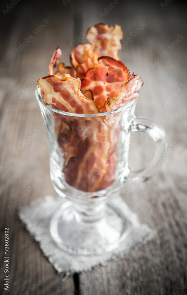 Fried bacon strips Fried bacon strips