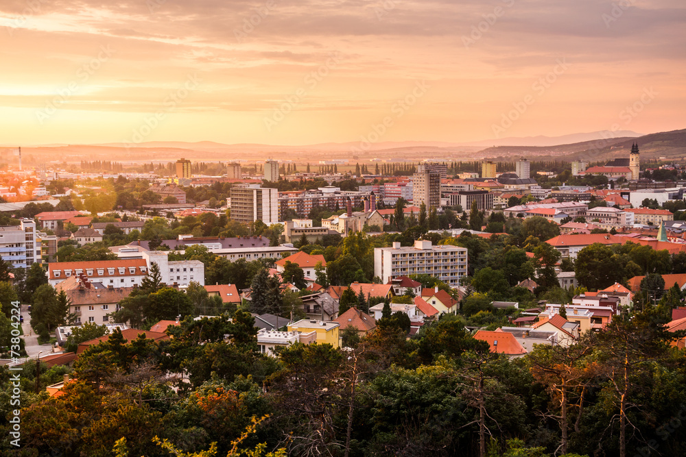 City of Nitra from Above at Sunset