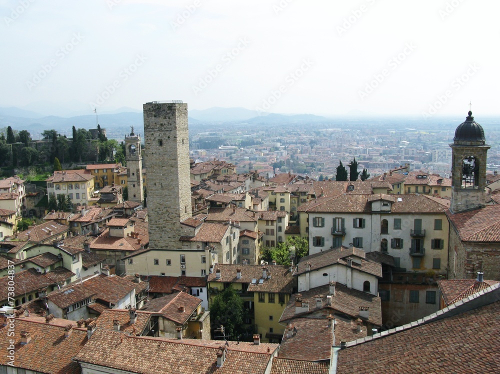 View of the city Bergamo in Italy