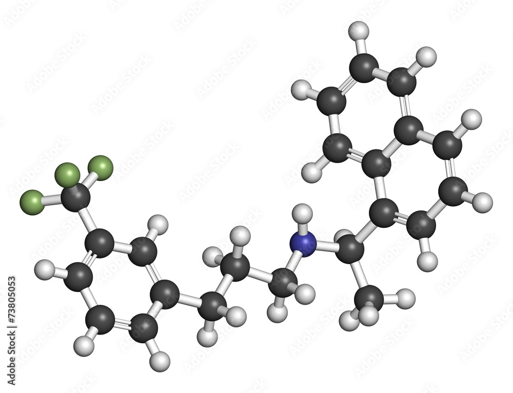 Cinacalcet hyperparathyroidism drug molecule. Cinacalcet hyperparathyroidism drug molecule.