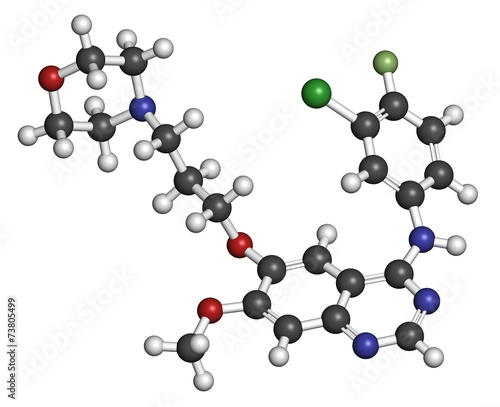 Gefinitib cancer drug molecule.  photo