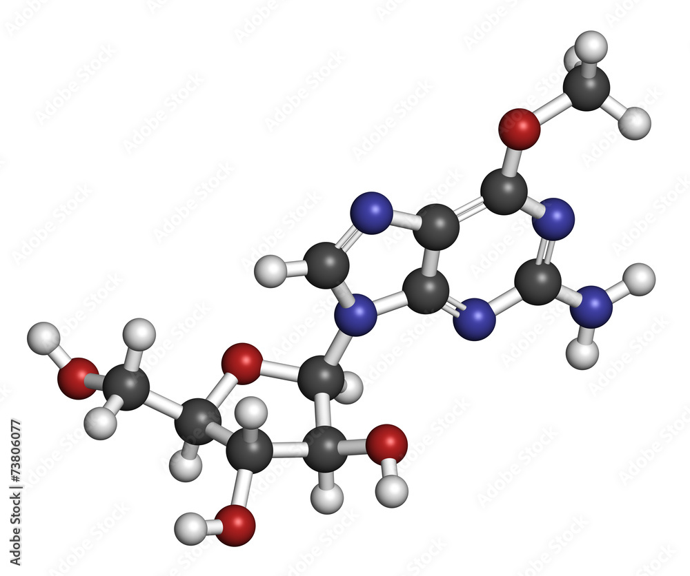 Nelarabine leukemia drug molecule. 