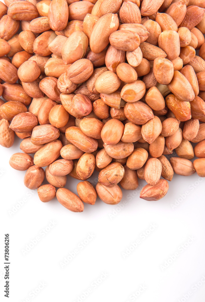 Groundnut or peanut over white background