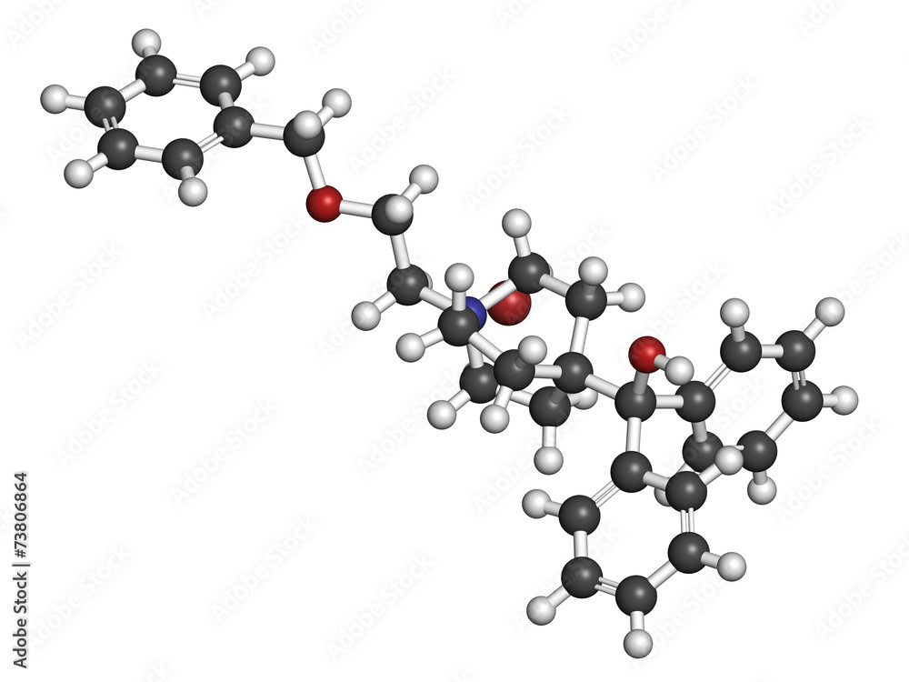 Umeclidinium bromide COPD drug molecule. Umeclidinium bromide COPD drug molecule.