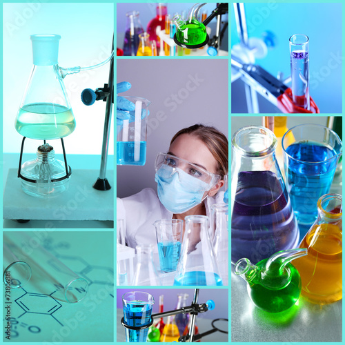 Chemistry concept. Lab Collage