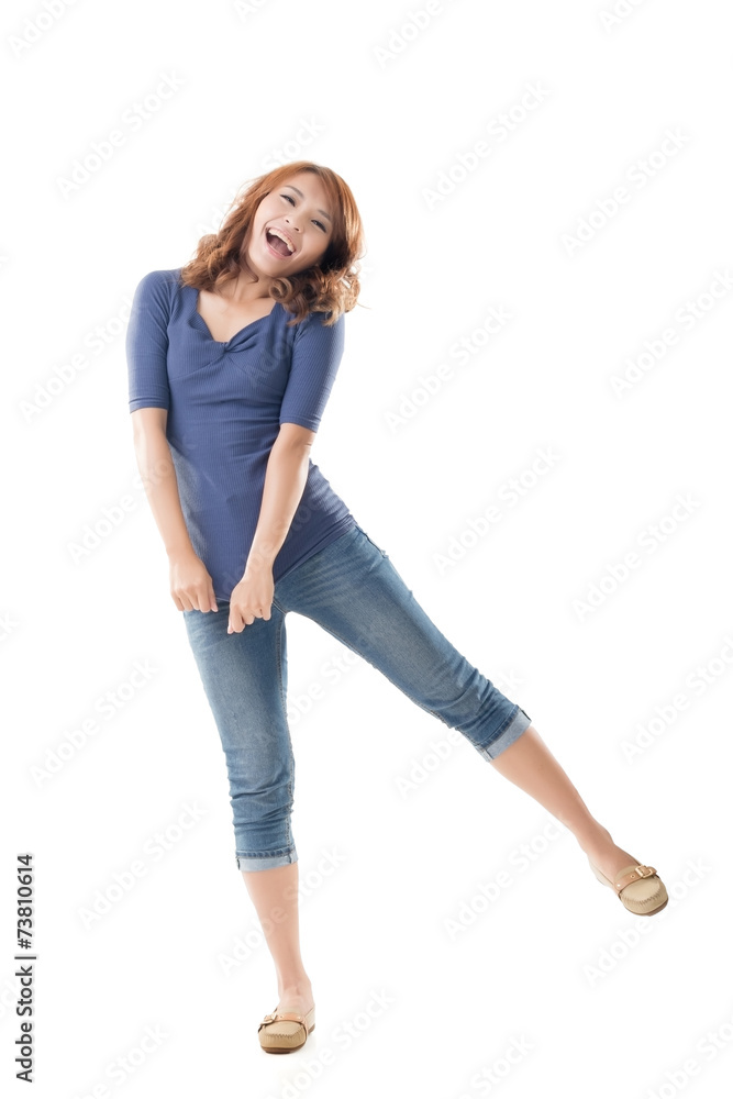 Excited Asian young girl