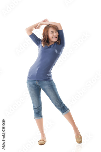Excited Asian young girl