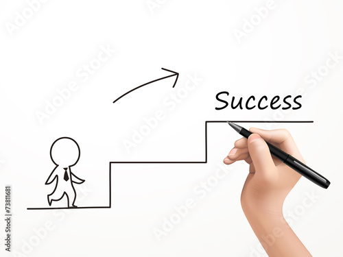 businessman walking up stairs drawn by human hand