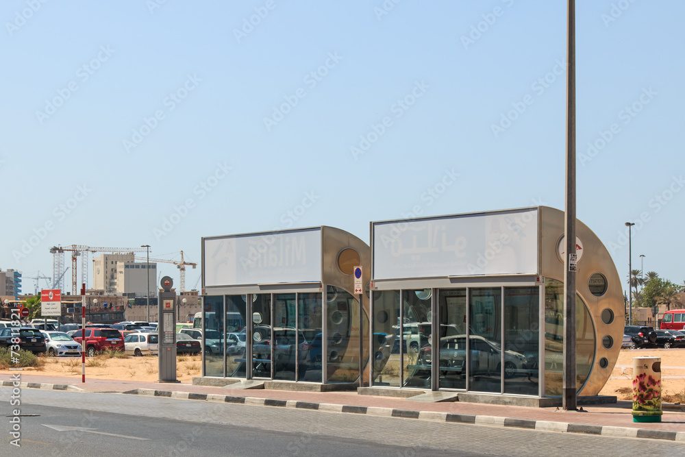 An air conditioned bus stop in Dubai.