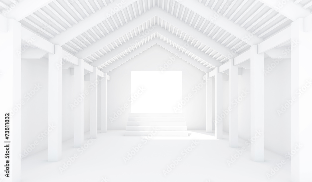 Fototapeta premium Empty White Room - 3d Perspective illustration 