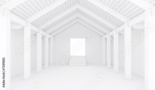 Empty White Room - 3d Perspective illustration 