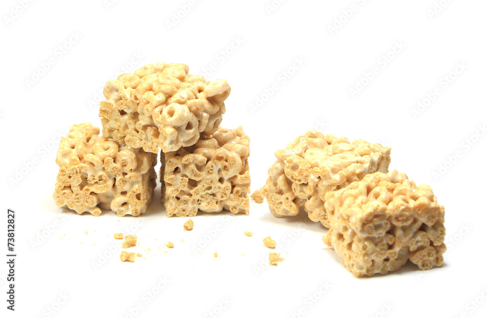 Gooey marshmallow treats made with circle-shaped wheat cereal Gooey marshmallow treats made with circle-shaped wheat cereal